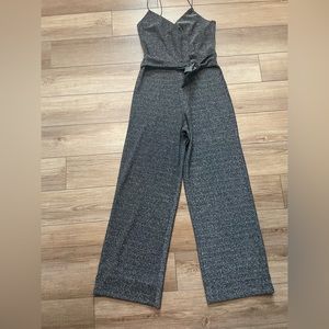 Wide leg sleeveless jumpsuit - Silver sparkle